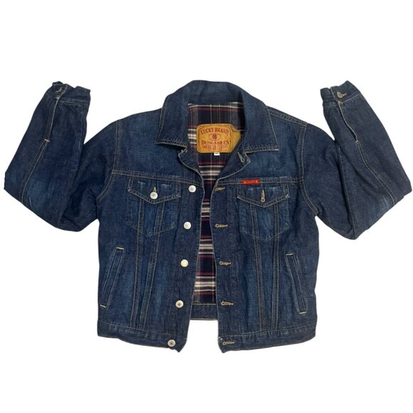 Lucky Brand Jackets & Blazers - Vintage 90's Lucky Brand 100% Cotton Flannel Lined Dark Blue Denim Jean Jacket